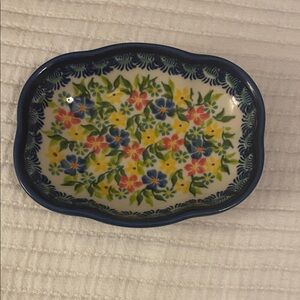 Kali Ceramic Dish with Blue and Green Pattern